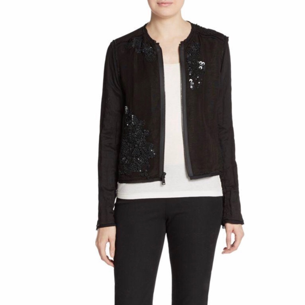Elie Tahari Pearson Sequined Zip-Front Jacket